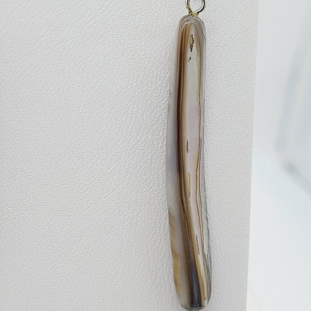 Tan & Gray Drop Dangle Shell Earrings For Everyday Wear Neutral 2.5" - Picture 3 of 6